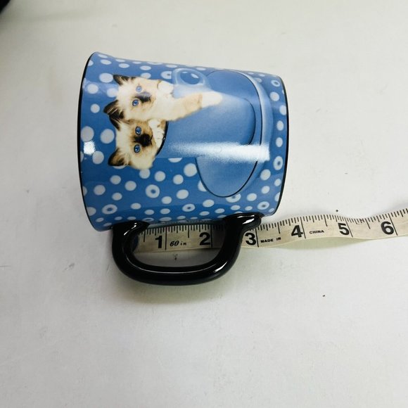 Siamese Cats Coffee Mug Kittens Tea Cup 10 Oz Felines Keith Kimberlin Polka Dots - Picture 2 of 7